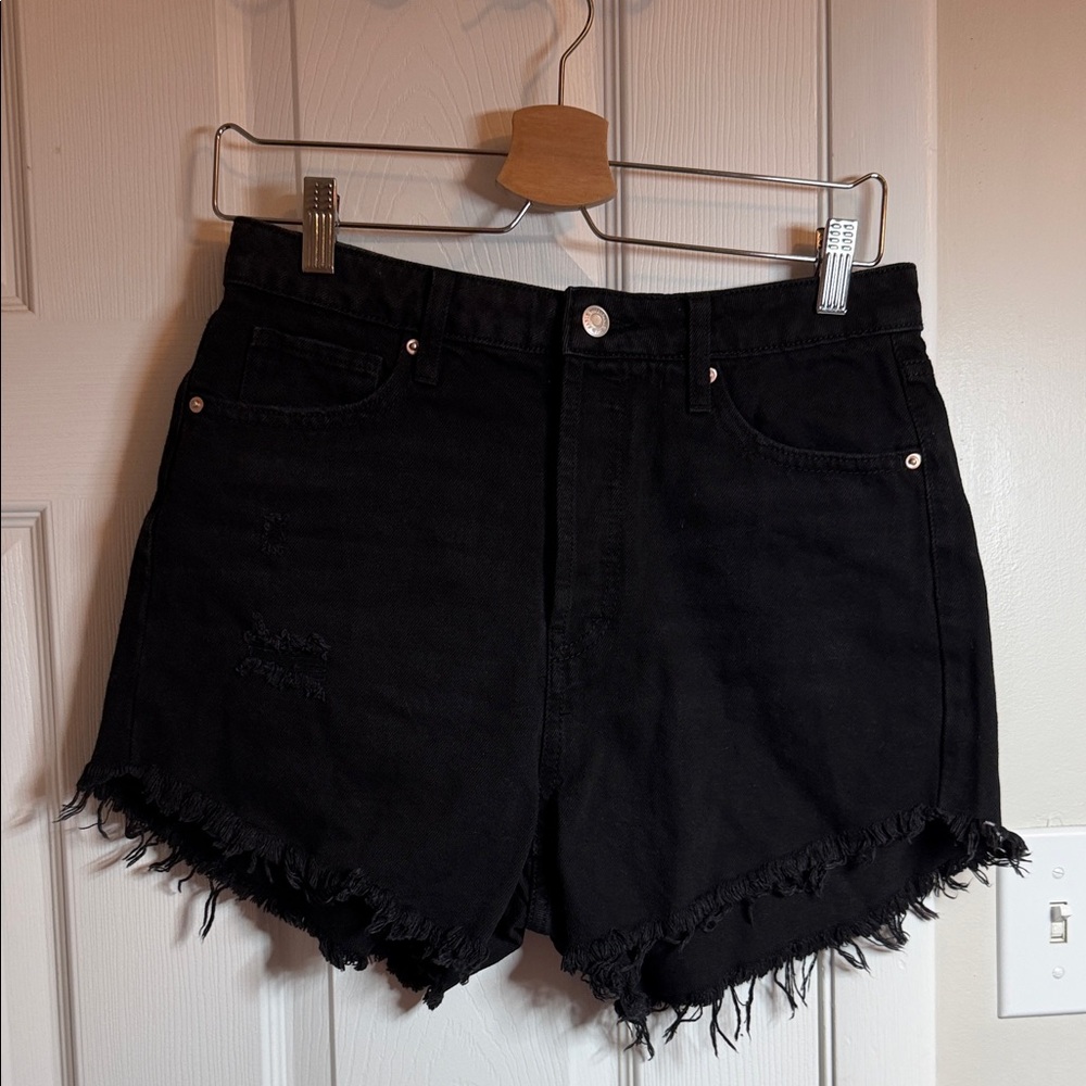 Women's Black Denim High Rise Shorts